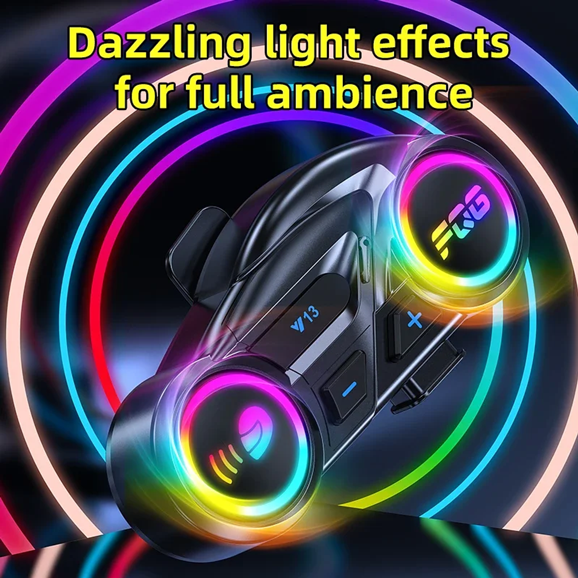 Intercom Bluetooth Duplo Y13 Pro para Capacete | 500M e Efeitos de Luz RGB 5