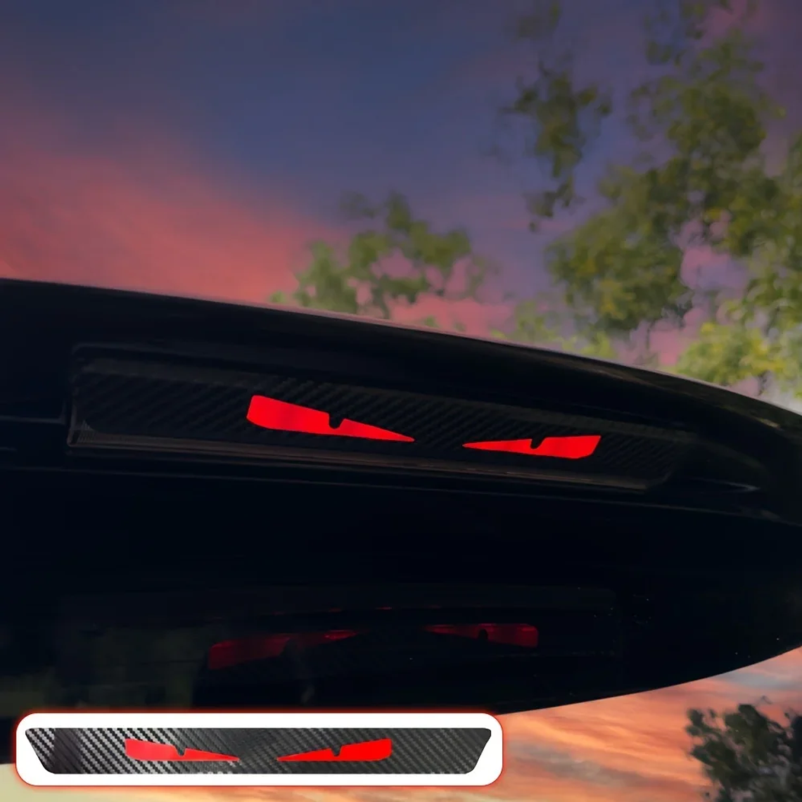 Autocolante Olhos de Monstro para Luzes Traseiras Carro | Projeção Noturna, Padrão Fibra de Carbono 3