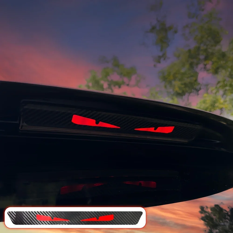 Autocolante Olhos de Monstro para Luzes Traseiras Carro | Projeção Noturna, Padrão Fibra de Carbono 3