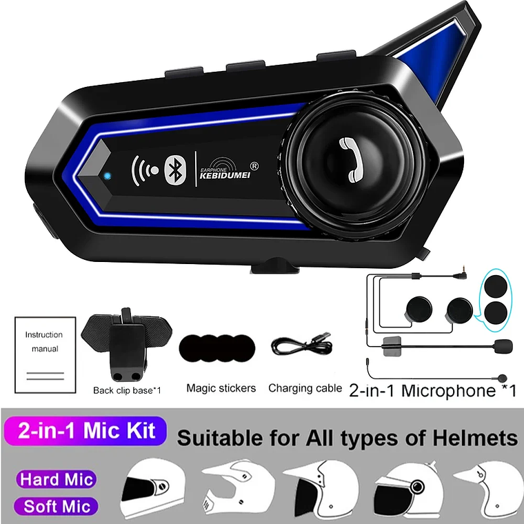 BT31 Bluetooth Intercom for Motorcycle Helmet | Stereo Speakers with Noise Reduction 9