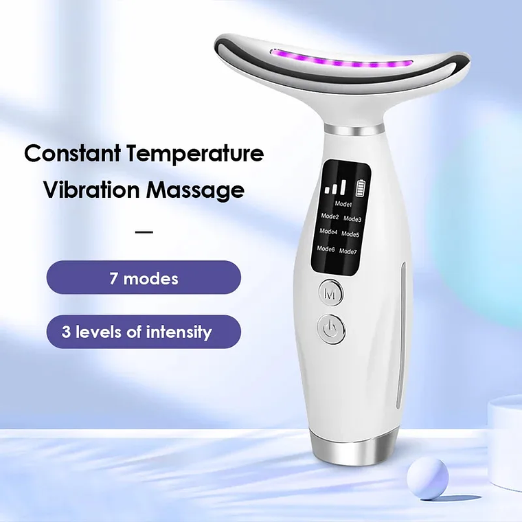 Dispositivo de Beleza LED Facial e Cervical 7 Cores | Massagem Vibração e 7 Modos 1