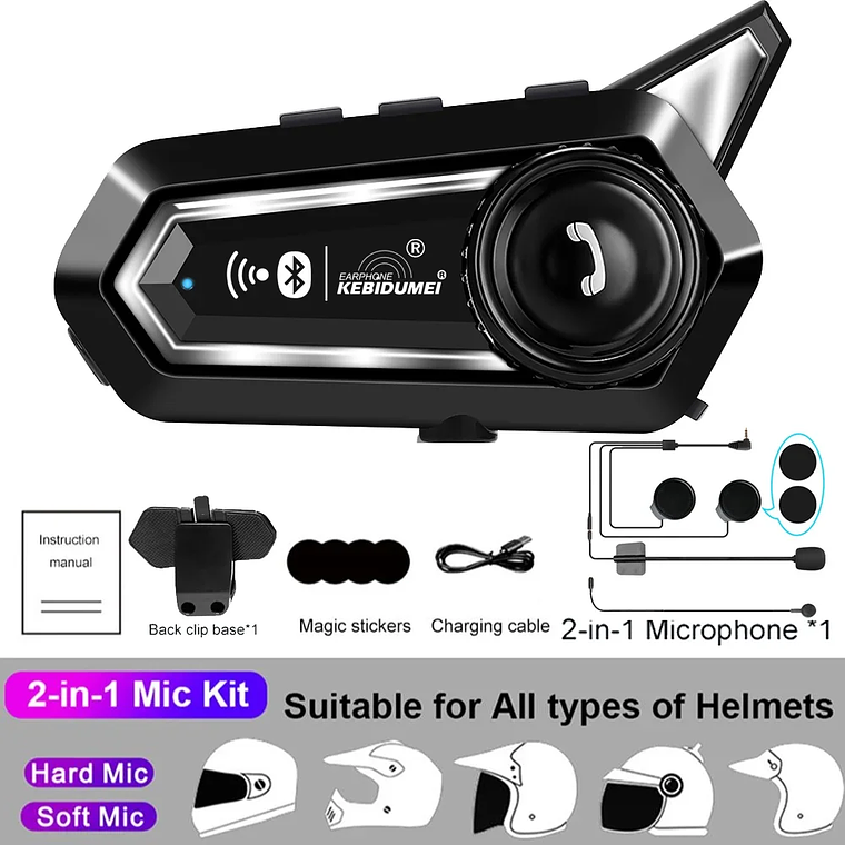 BT31 Bluetooth Intercom for Motorcycle Helmet | Stereo Speakers with Noise Reduction 1