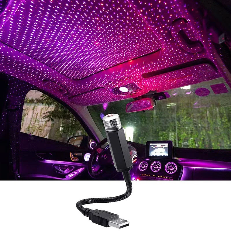 Mini Projetor LED Estrelas para Teto de Carro | Luz Noturna Galáxia USB Decorativa 1