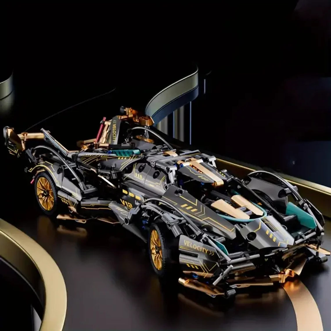 Conjunto de Construção 1690 Peças Carro de Corrida Verde | Blocos ABS para Montagem Manual 3