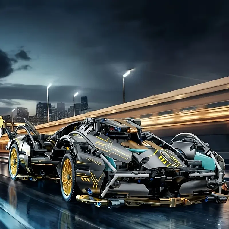 Conjunto de Construção 1690 Peças Carro de Corrida Verde | Blocos ABS para Montagem Manual 4