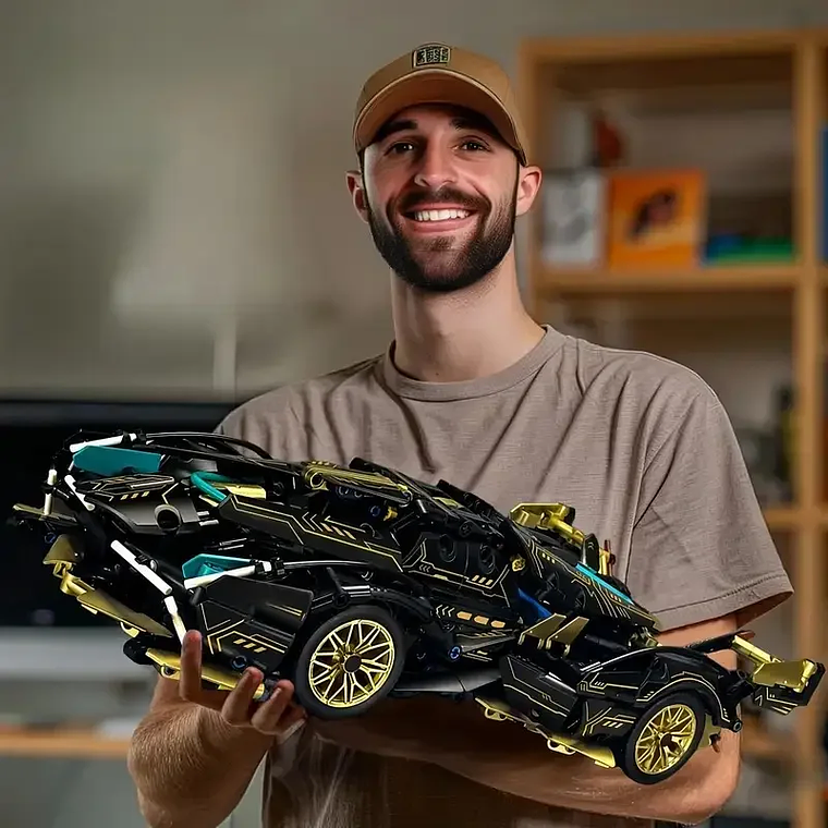 Conjunto de Construção 1690 Peças Carro de Corrida Verde | Blocos ABS para Montagem Manual 5