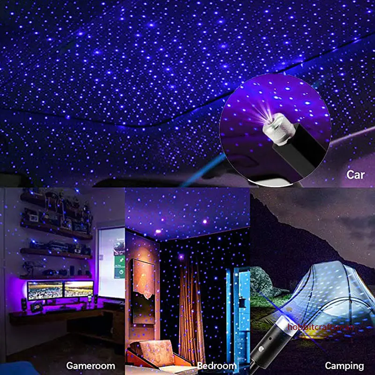 Mini Projetor LED Estrelas para Teto de Carro | Luz Noturna Galáxia USB Decorativa 6