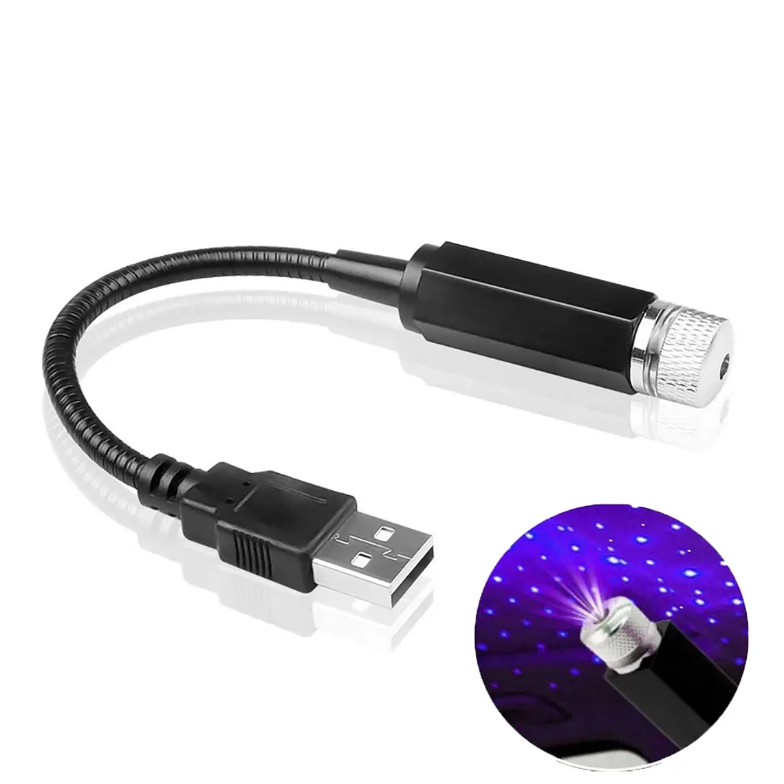 Mini Projetor LED Estrelas para Teto de Carro | Luz Noturna Galáxia USB Decorativa 7