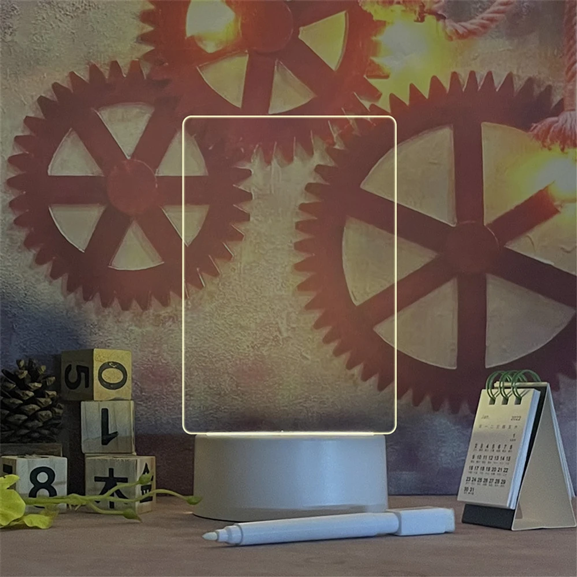 Luz Noturna LED Luminosa Transparente | Quadro de Mensagens Acrílico, Apagável e USB 3