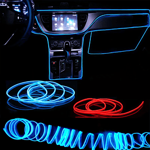 Fita LED Neon para Interior Carro 1M/3M/5M | Iluminação Decorativa USB, Ambiente e Festa