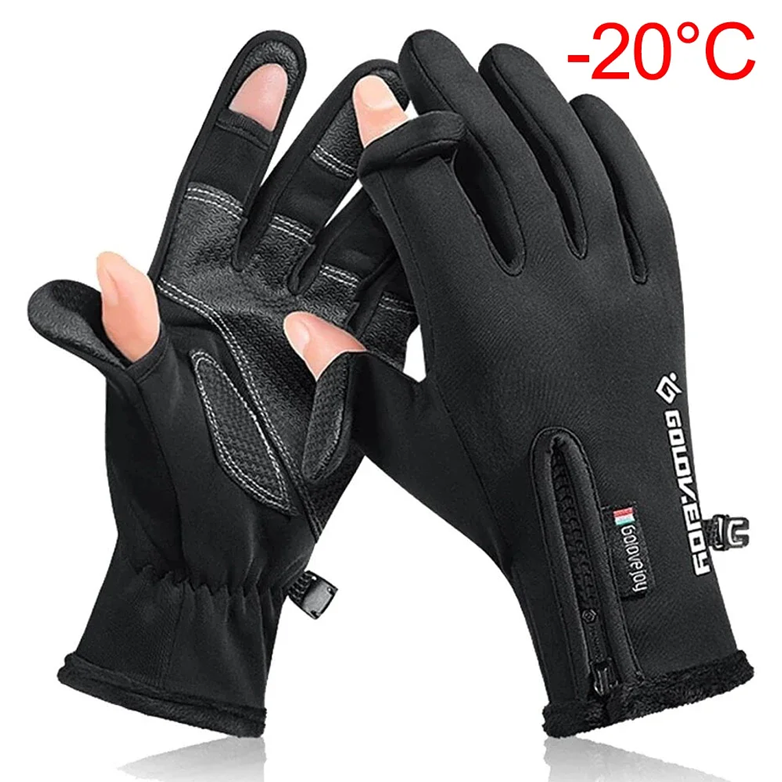 Waterproof Winter Fishing Gloves, 2 Fingers 2