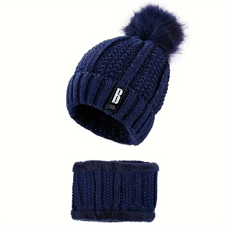 Conjunto 2 Peças Gorro de Inverno e Cachecol | Malha Quente, Peluche e à Prova de Vento 5