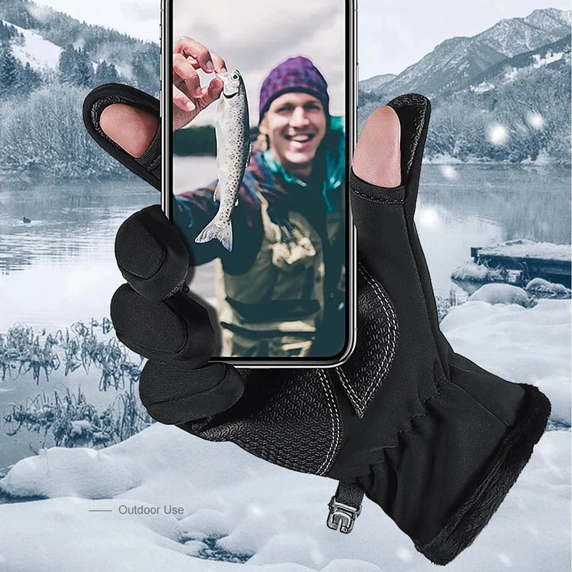 Waterproof Winter Fishing Gloves, 2 Fingers 1
