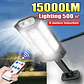 Lâmpada Solar Exterior 15000LM IP65 | Iluminação de Jardim e Parede com Sensor de Movimento - Thumbnail 1