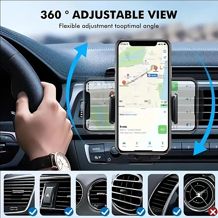 VentClip Pro: O Suporte Universal para Telemóvel que Prende na Ventoinha do Carro 4