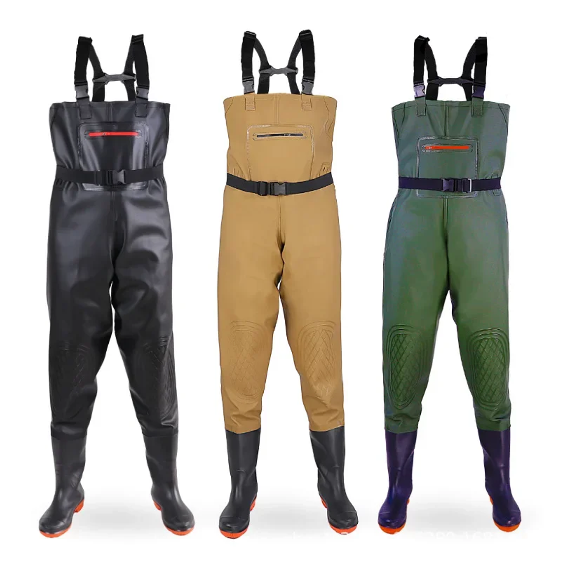 Men's Overall Water-Resistant Fishing Suit Double Knee Pads Casual Pants Double Knee Pads Rain Boots 1
