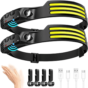 UltraBeam 230°: O Headlamp COB com Sensor de Movimento e Carregamento USB-C