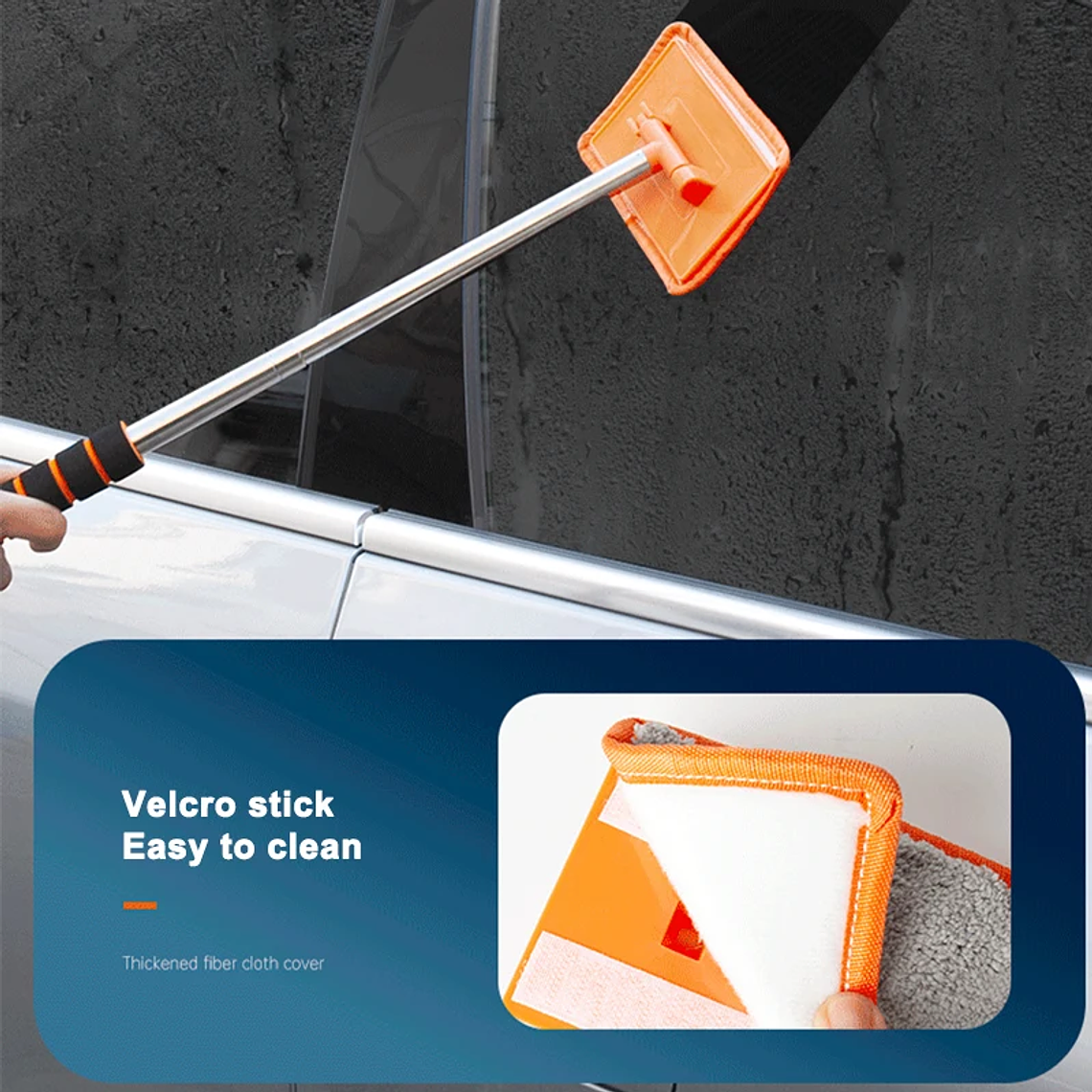 SEAMETAL CleanView Pro: A Escova Telescópica para Vidros Automóveis com Cabeça em Microfibra e Alumínio 5