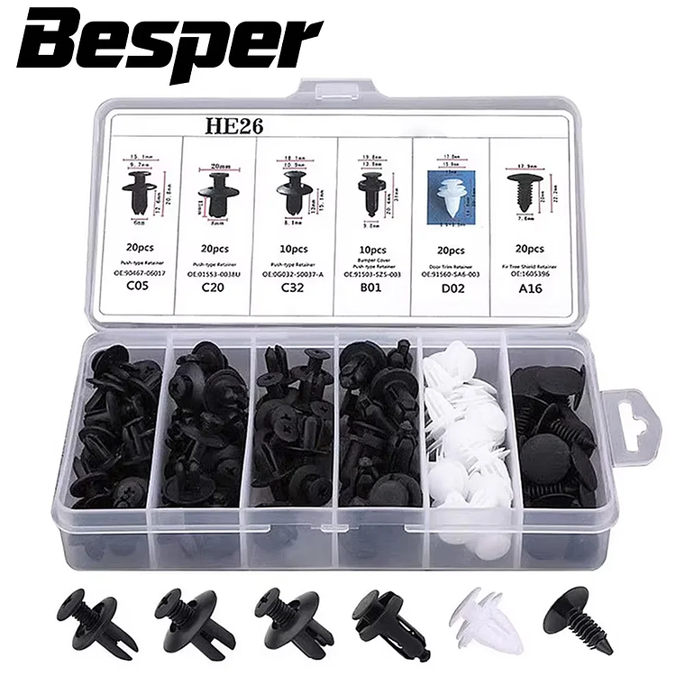Kit Presilhas para Carro Besper | 50/100 Peças Misturadas Para-choques 1