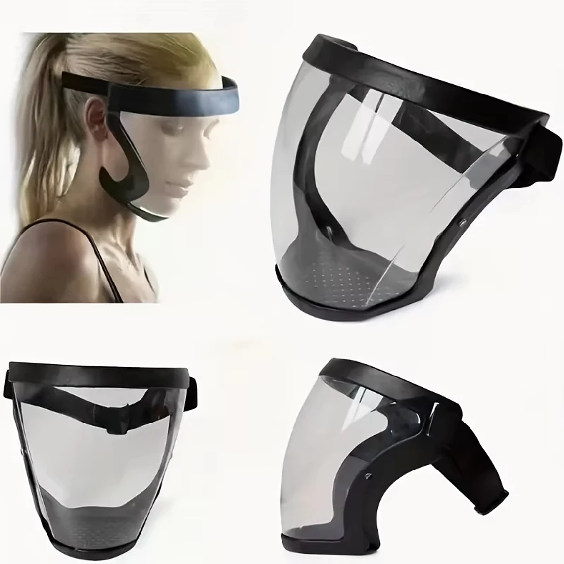 Full-Face Transparent Protection Mask with Adjustable Buckle - Reusable and Heat-Resistant Facial Shield for Safety in Work, Out 2