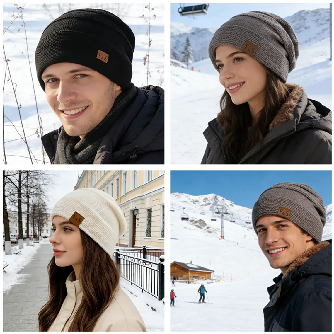 UP POSITIVE Unisex Winter Hat | Leather Lining and Warm Knit 6