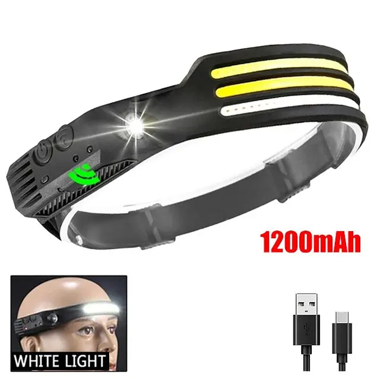 UltraBeam 230°: O Headlamp COB com Sensor de Movimento e Carregamento USB-C 12