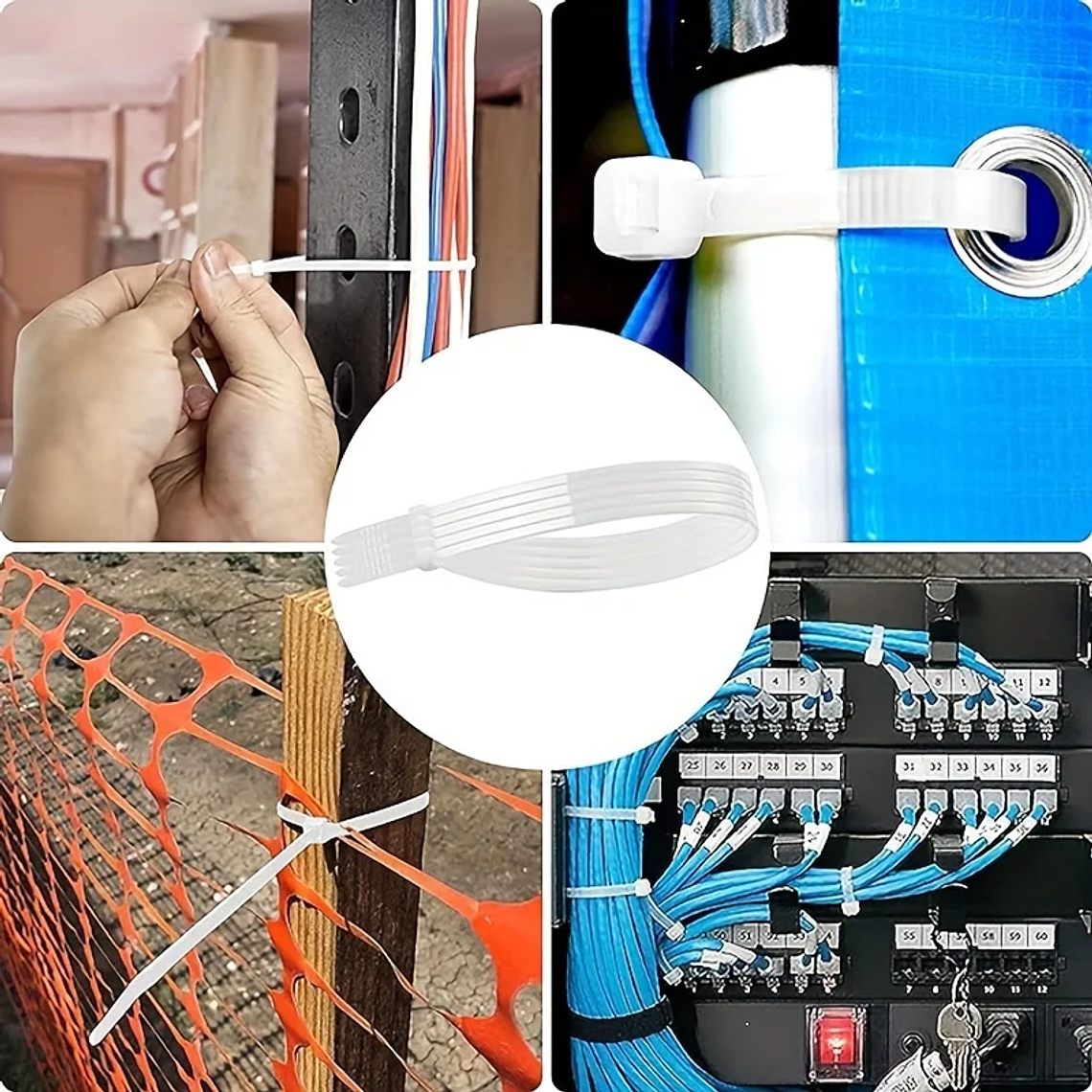 Abraçadeiras de Nylon Pretas 100 unidades | Alta Resistência UV e Autotravantes 6