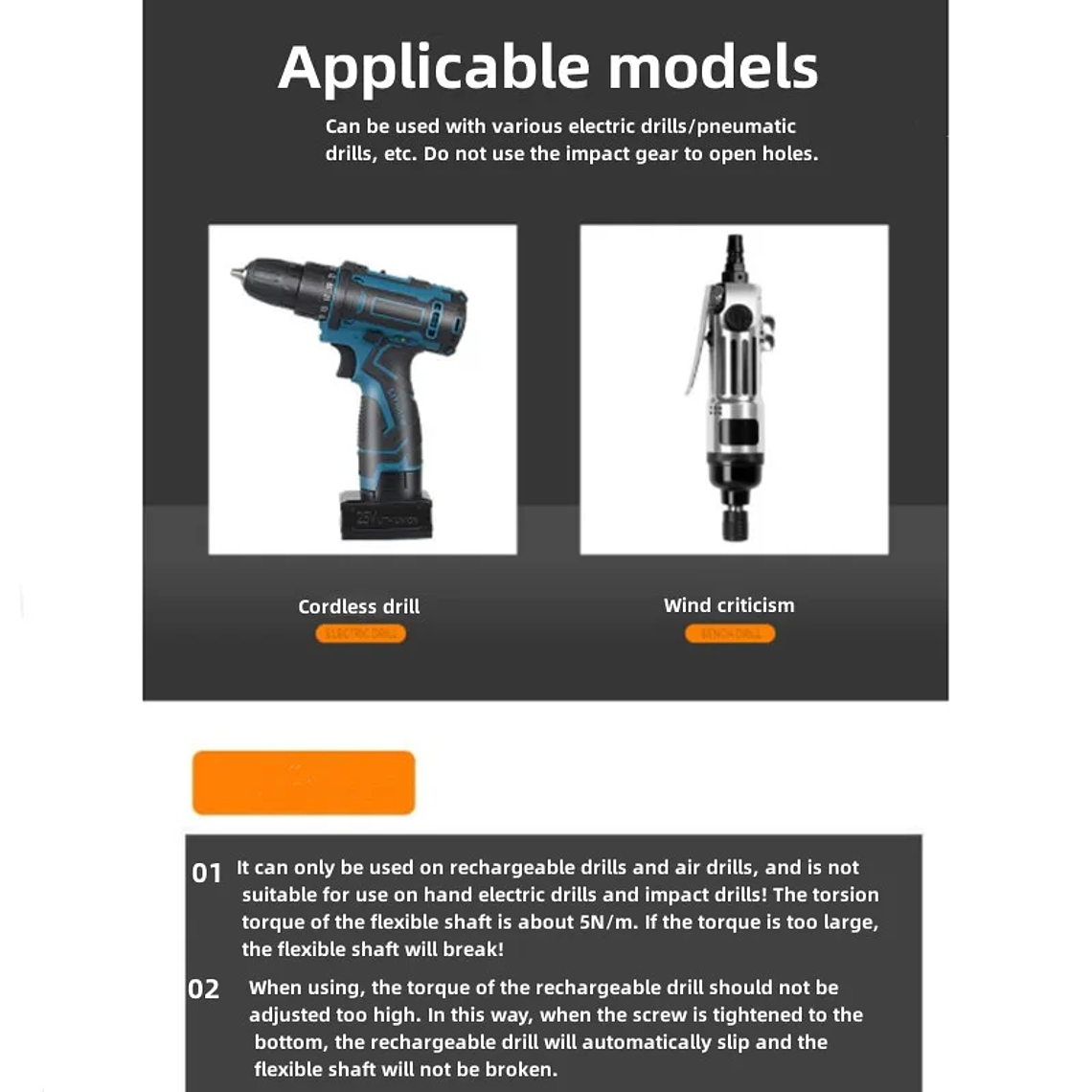 Eixo Flexível para Berbequim Universal | 200-300mm Haste Macia Conexão 5