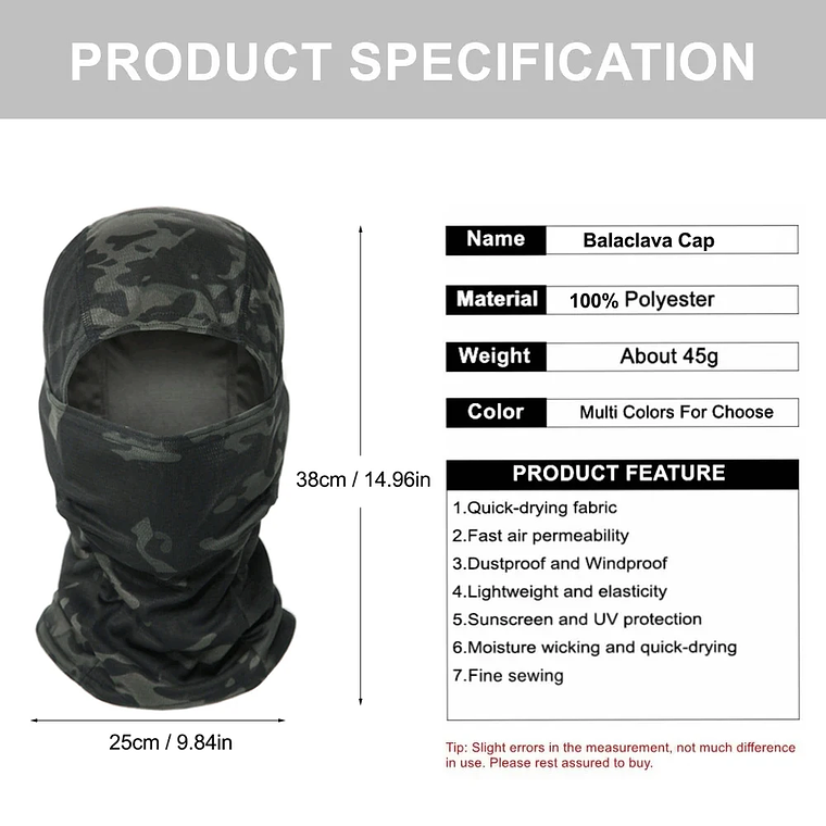 Balaclava Camuflada Universal | Máscara Facial para Ski Mota e Caça 3