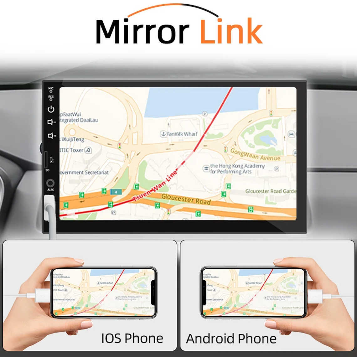 Autorrádio MP5 7 Polegadas Hippcron | 1 Din Bluetooth Mirror Link USB 2
