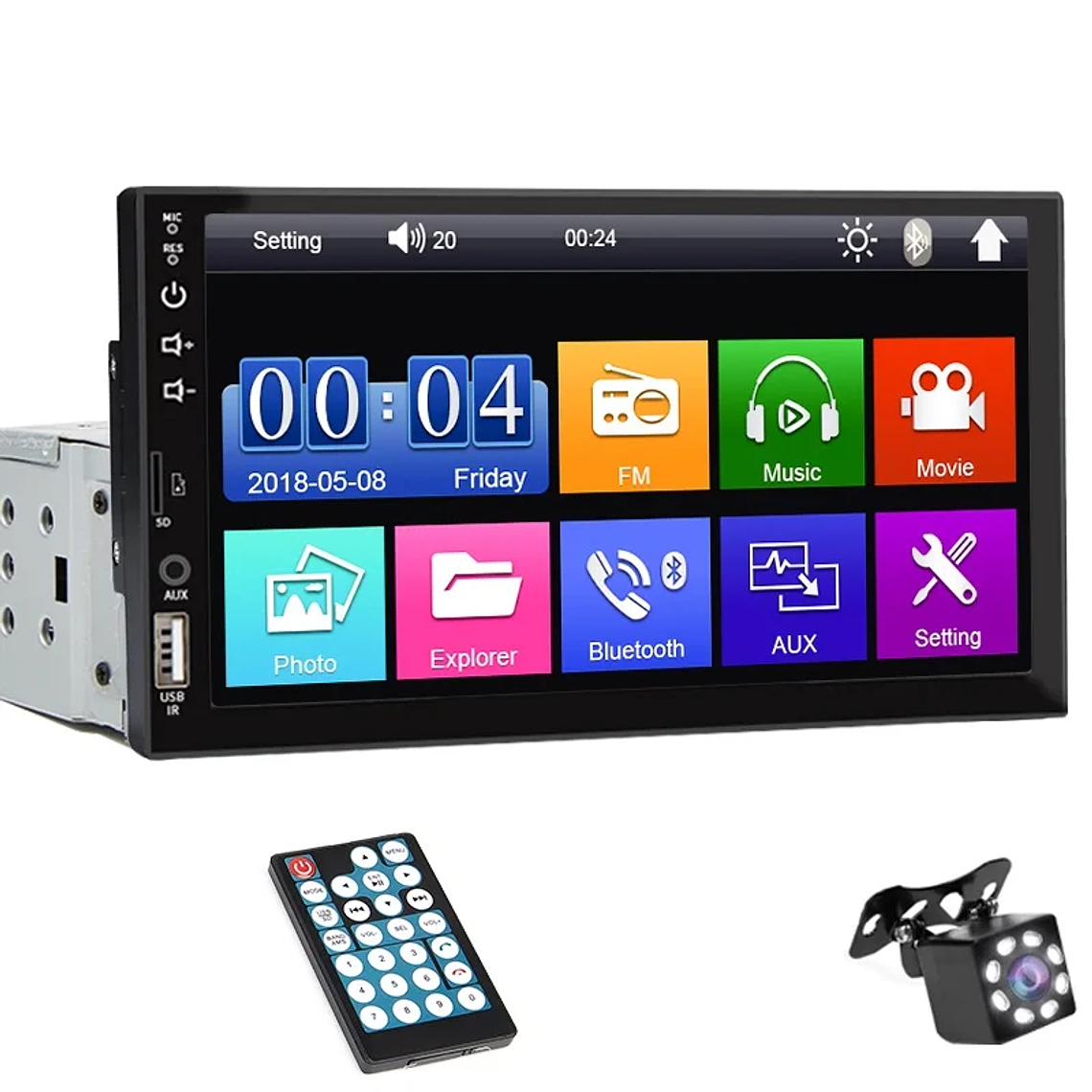 Autorrádio MP5 7 Polegadas Hippcron | 1 Din Bluetooth Mirror Link USB 9