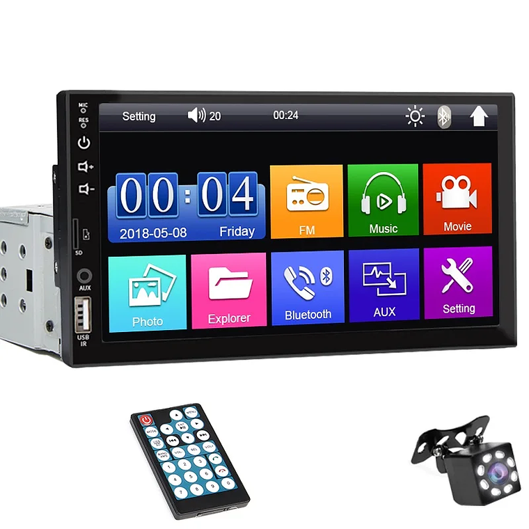 Autorrádio MP5 7 Polegadas Hippcron | 1 Din Bluetooth Mirror Link USB 9