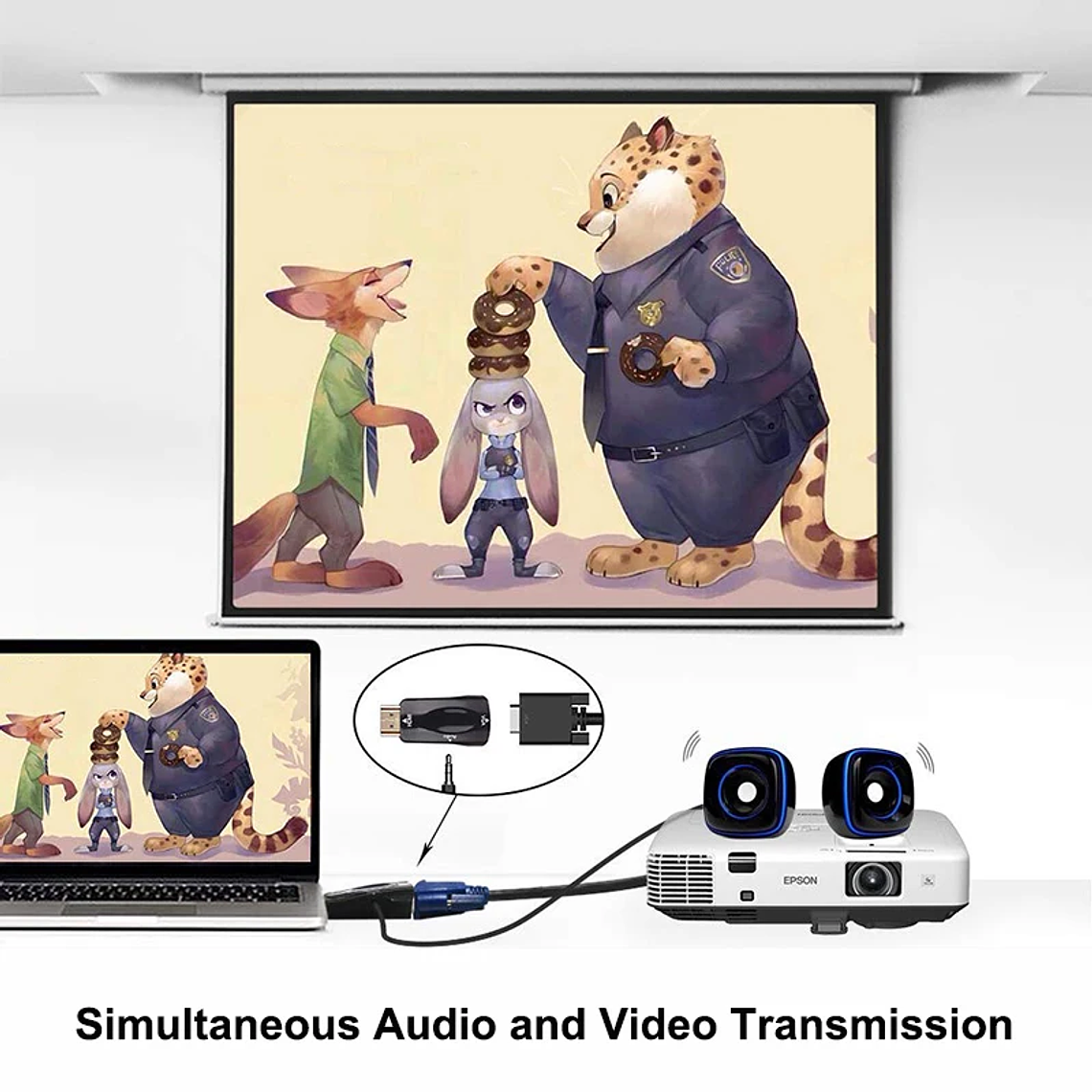 Conversor HDMI para VGA | Áudio 3.5mm HD 1080P 4