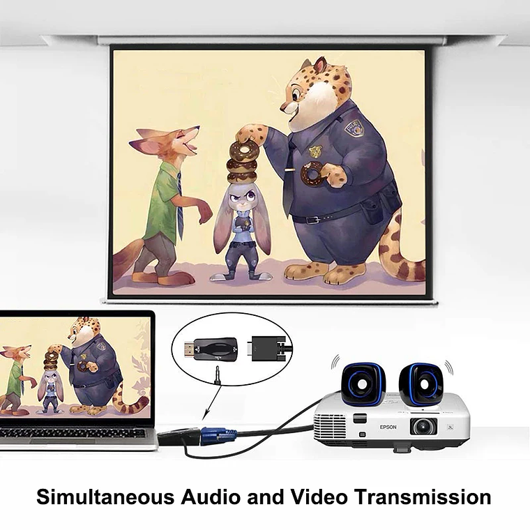 Conversor HDMI para VGA | Áudio 3.5mm HD 1080P 4