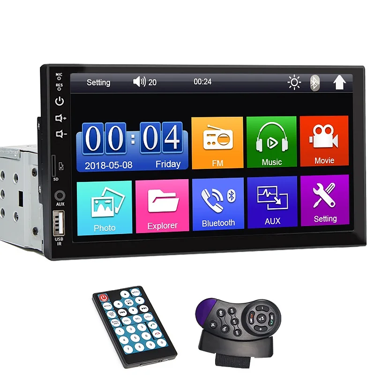 Autorrádio MP5 7 Polegadas Hippcron | 1 Din Bluetooth Mirror Link USB 10