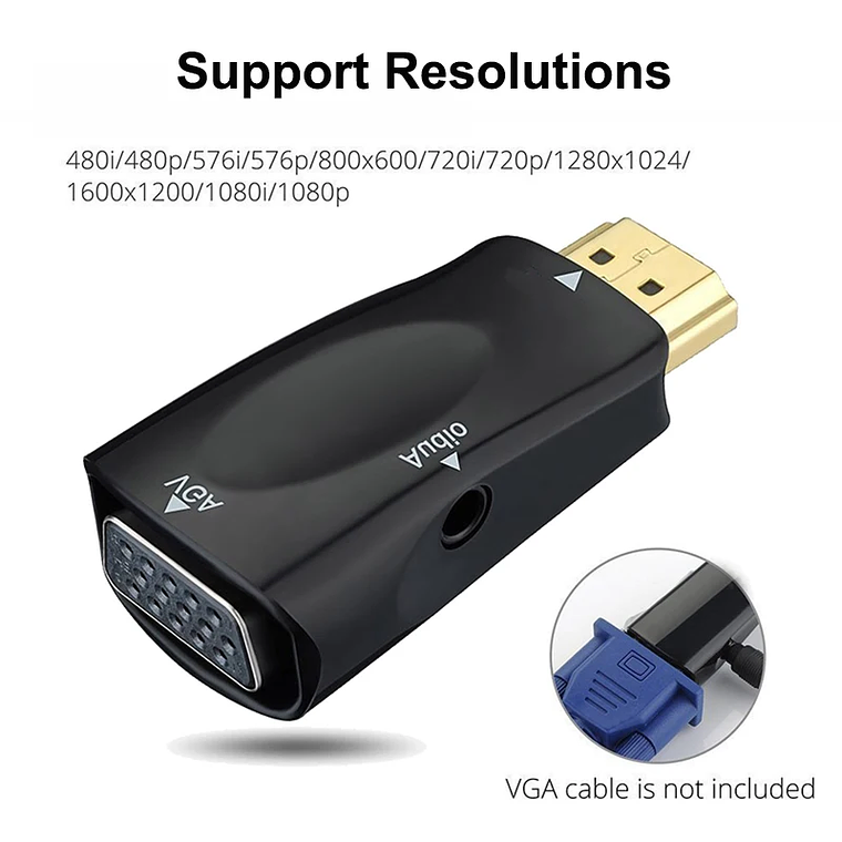Conversor HDMI para VGA | Áudio 3.5mm HD 1080P 6