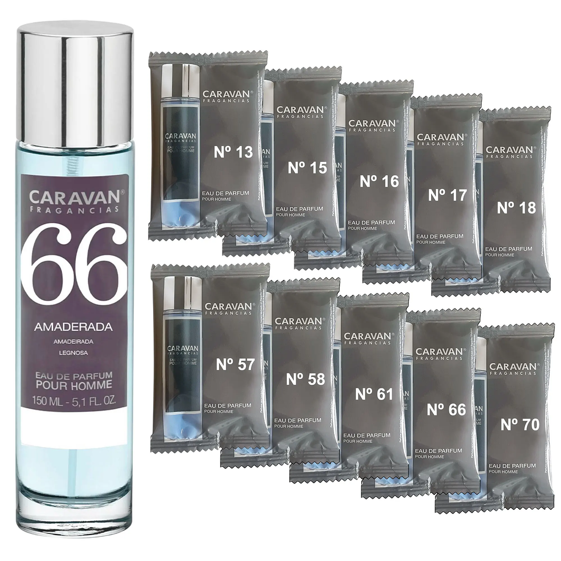 Perfume Caravan Fragancias Homem Nº66 150 ml | Conjunto com 10 Amostras de Fragrâncias Masculinas 1