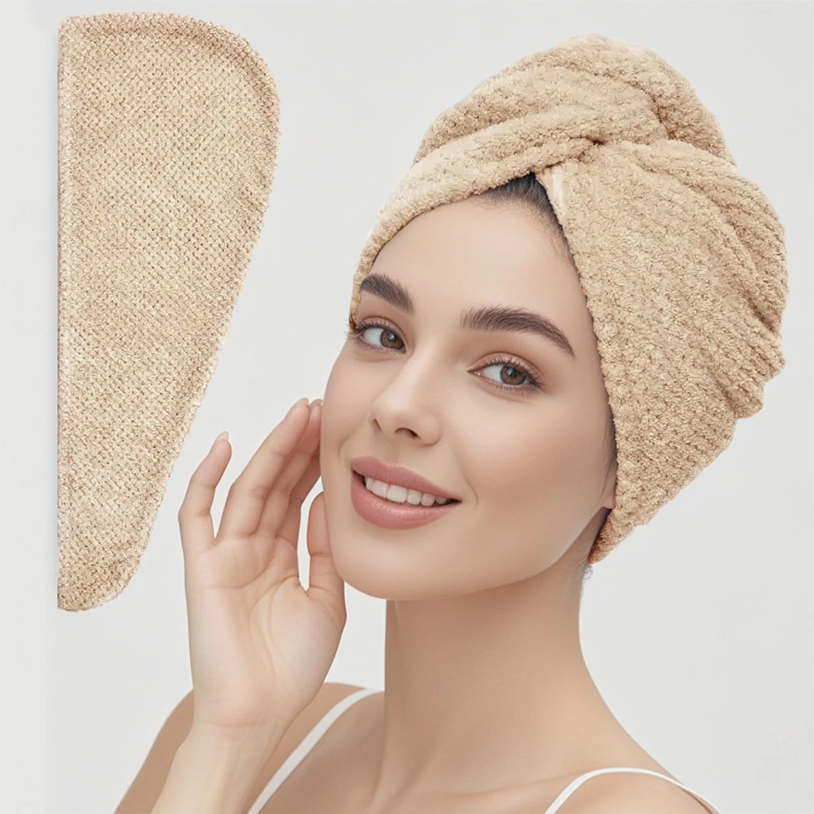 Touca para Secar Cabelo Microfibra | Toalha Absorvente com Botão 25.5