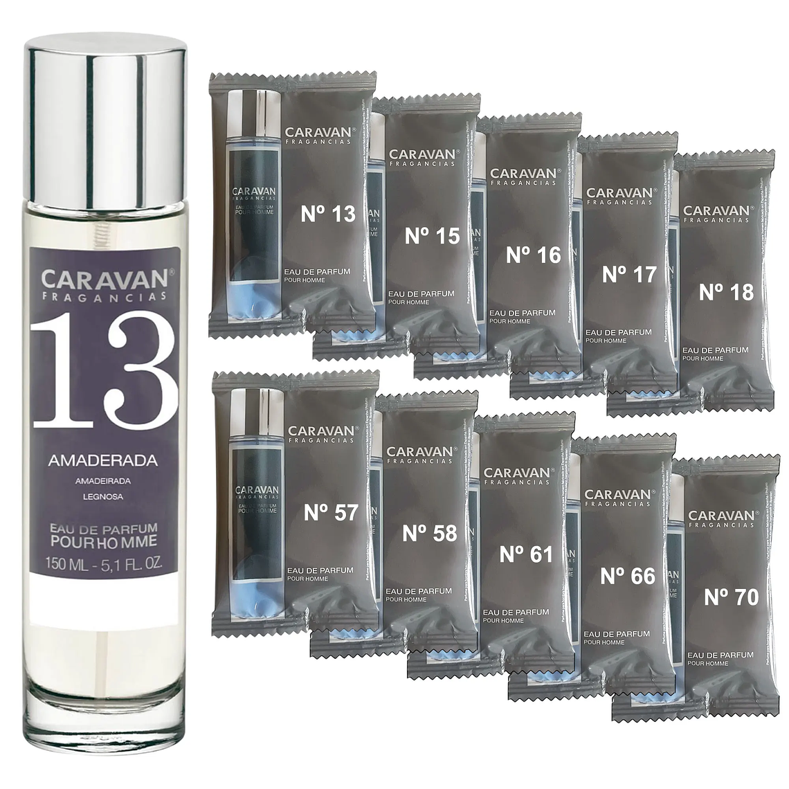 Perfume Caravan Fragancias Homem Nº66 150 ml | Conjunto com 10 Amostras de Fragrâncias Masculinas 11