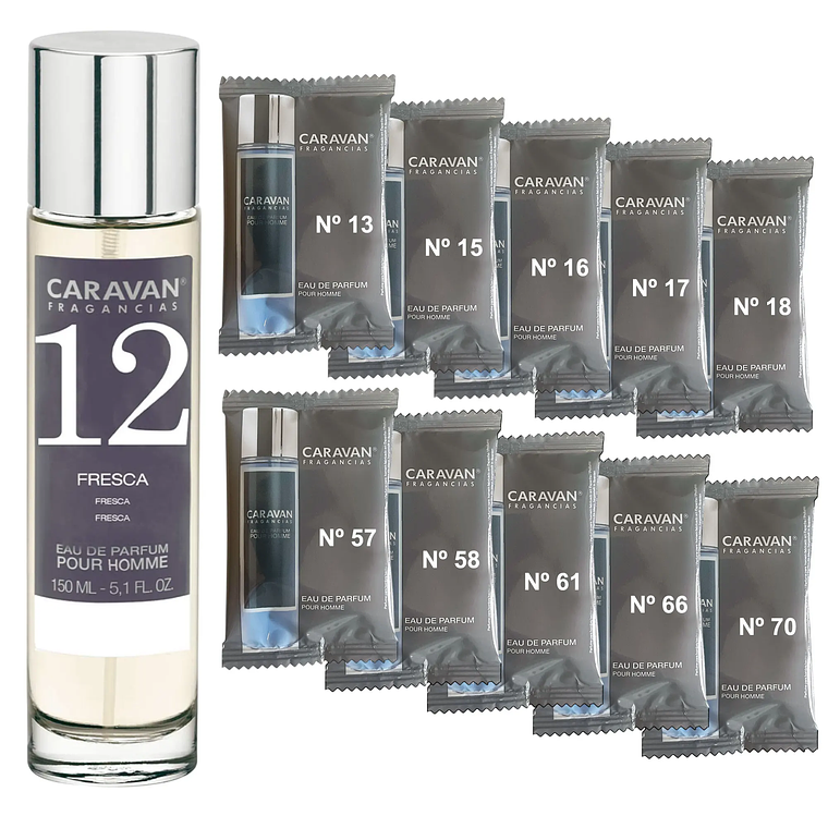 Perfume Caravan Fragancias Homem Nº66 150 ml | Conjunto com 10 Amostras de Fragrâncias Masculinas 20