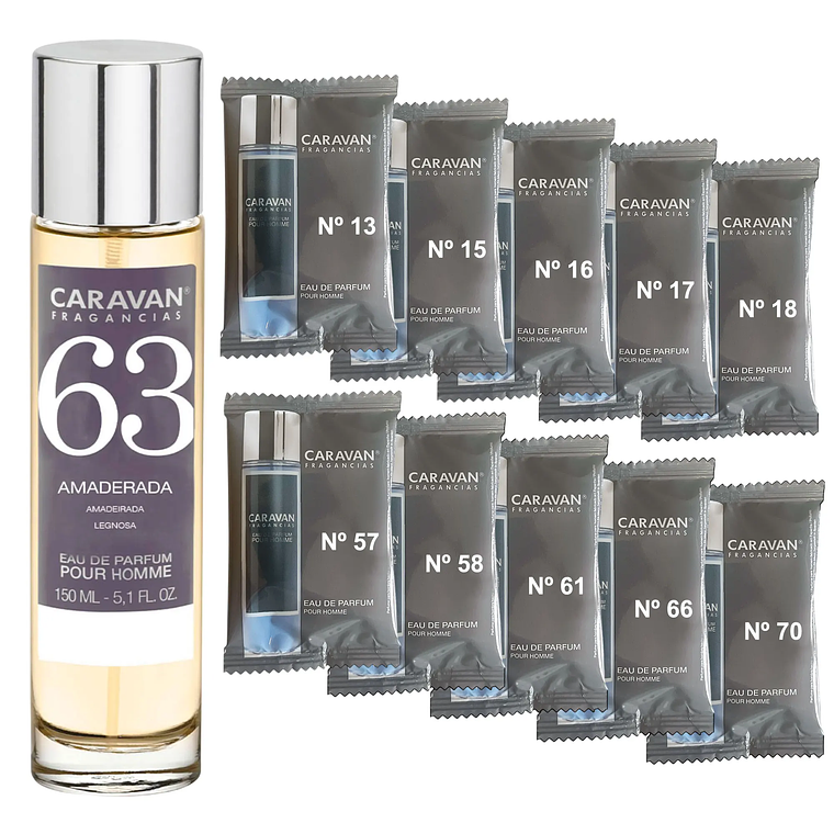 Perfume Caravan Fragancias Homem Nº66 150 ml | Conjunto com 10 Amostras de Fragrâncias Masculinas 25