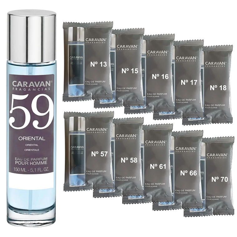 Perfume Caravan Fragancias Homem Nº66 150 ml | Conjunto com 10 Amostras de Fragrâncias Masculinas 26