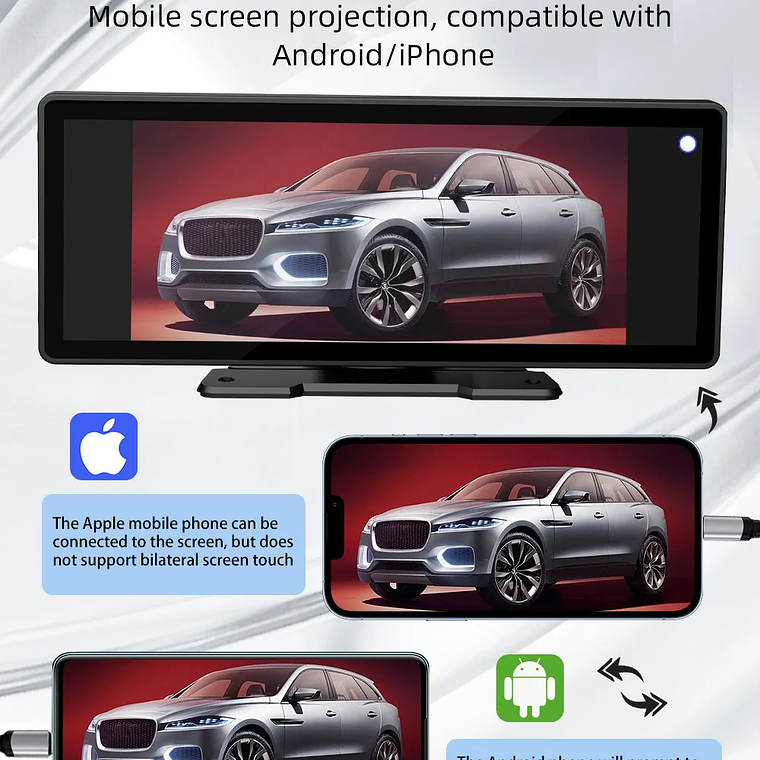 Tela Portátil CarPlay/Android Auto 10.26