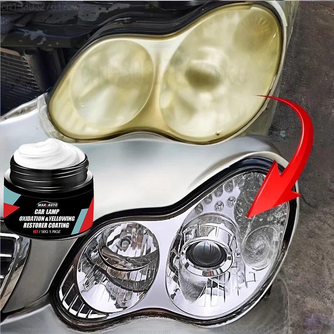 Car Headlight Restoration Polishing Kit - Scratch Remover & Oxidation Cleaner Repair Paste for Headlamp Assembly 1