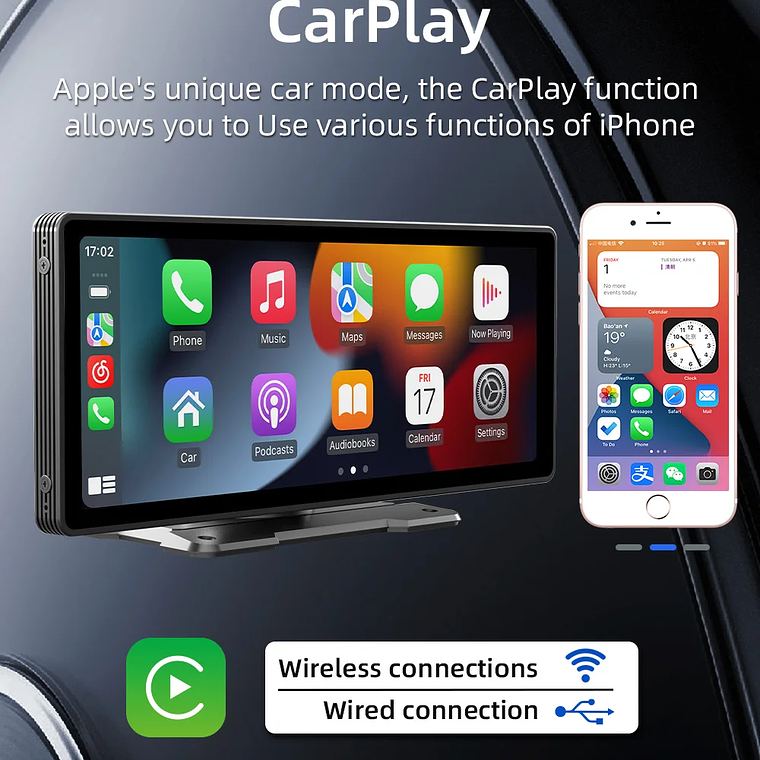 Tela Portátil CarPlay/Android Auto 10.26