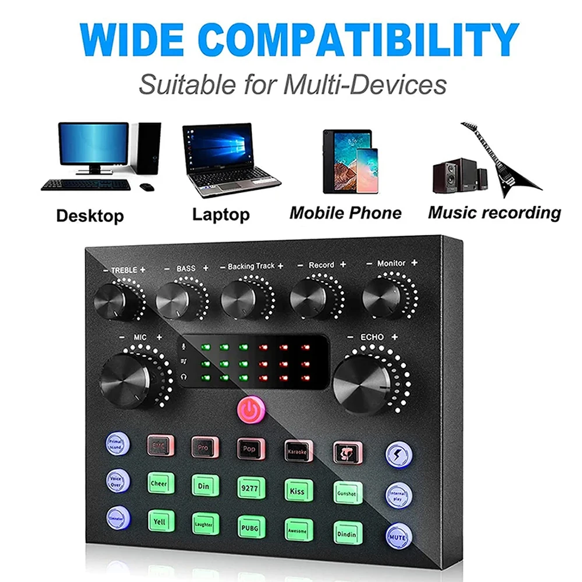 V8S Live Sound Card Podcast Equipment Bundle,with Microphone Set Device,Music/Recording Live Streaming For DJ Disco Device 6