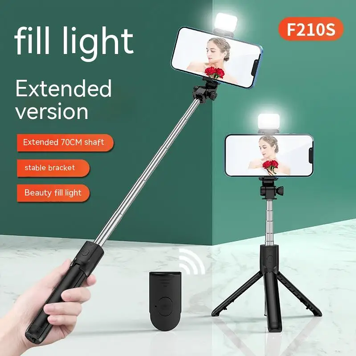 Tripé e Selfie Stick All-in-One para iPhone | Expansível, com Controle Remoto Bluetooth Removível - Suporte Universal para Smartphones 3
