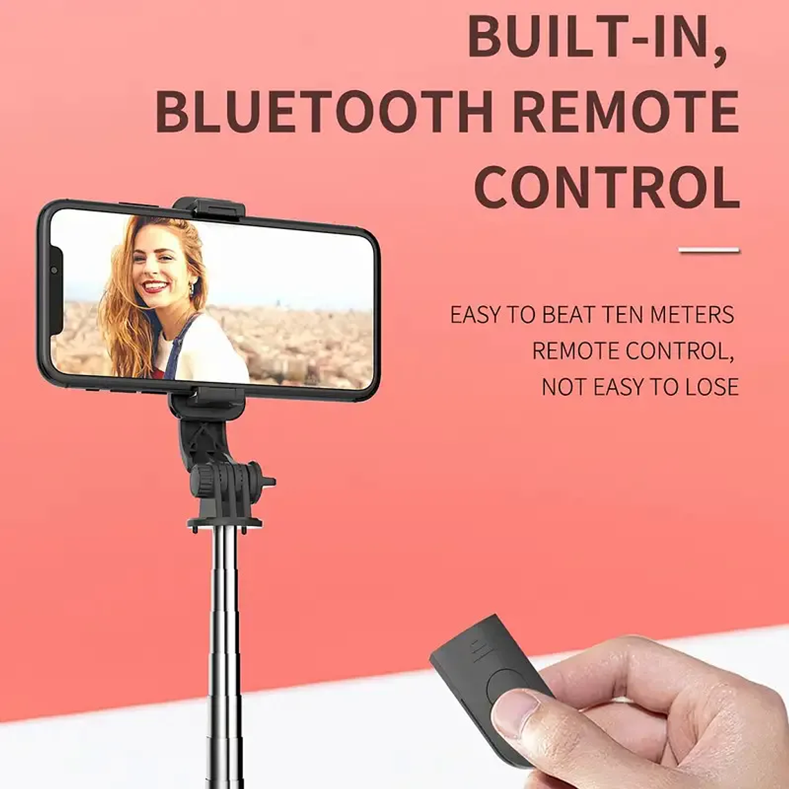 Tripé e Selfie Stick All-in-One para iPhone | Expansível, com Controle Remoto Bluetooth Removível - Suporte Universal para Smartphones 4