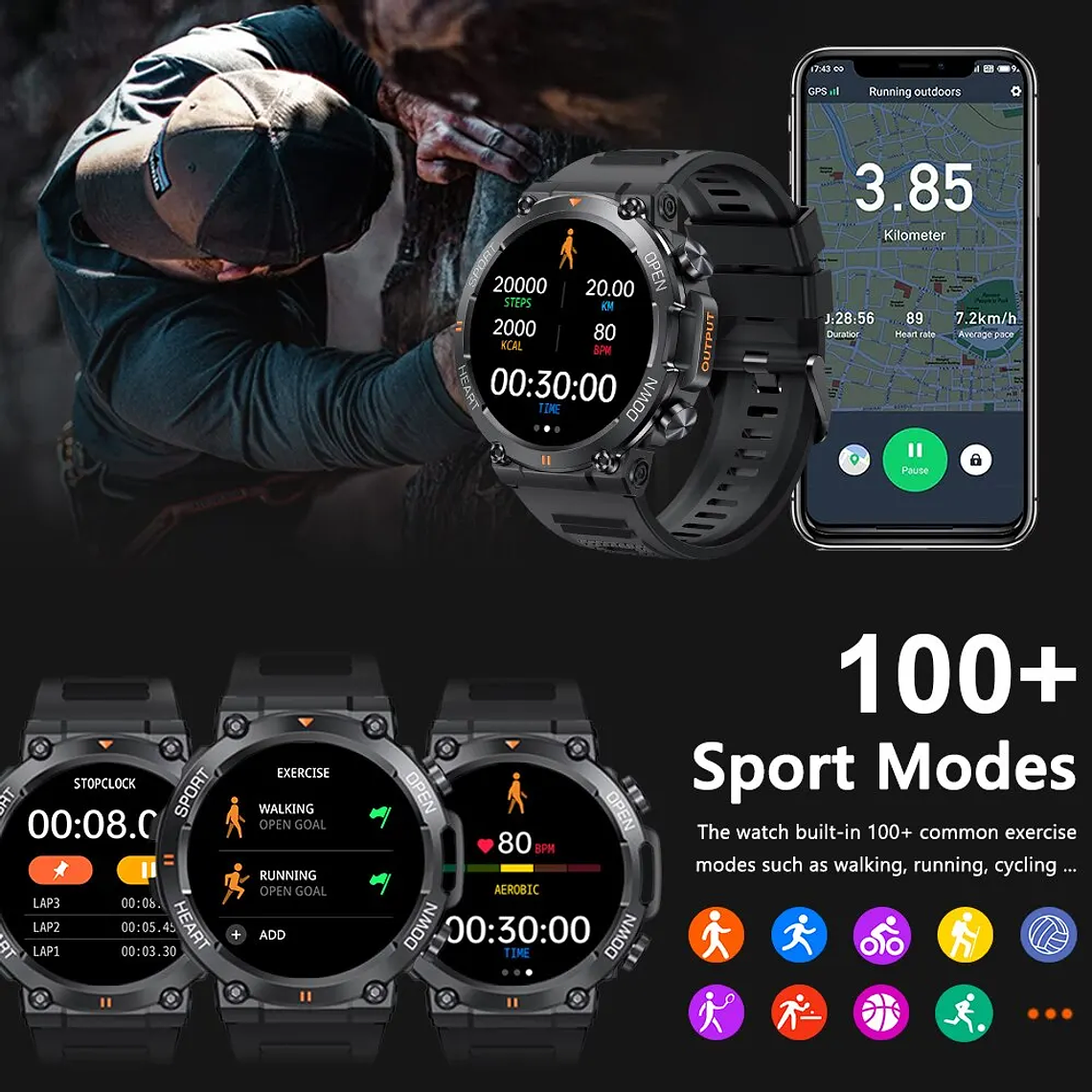 1.39 inch HD Bluetooth Call Smart Watch Men Sports Fitness Tracker Heart Monitor 400mAh Smartwatch For Android IOS MD56 4