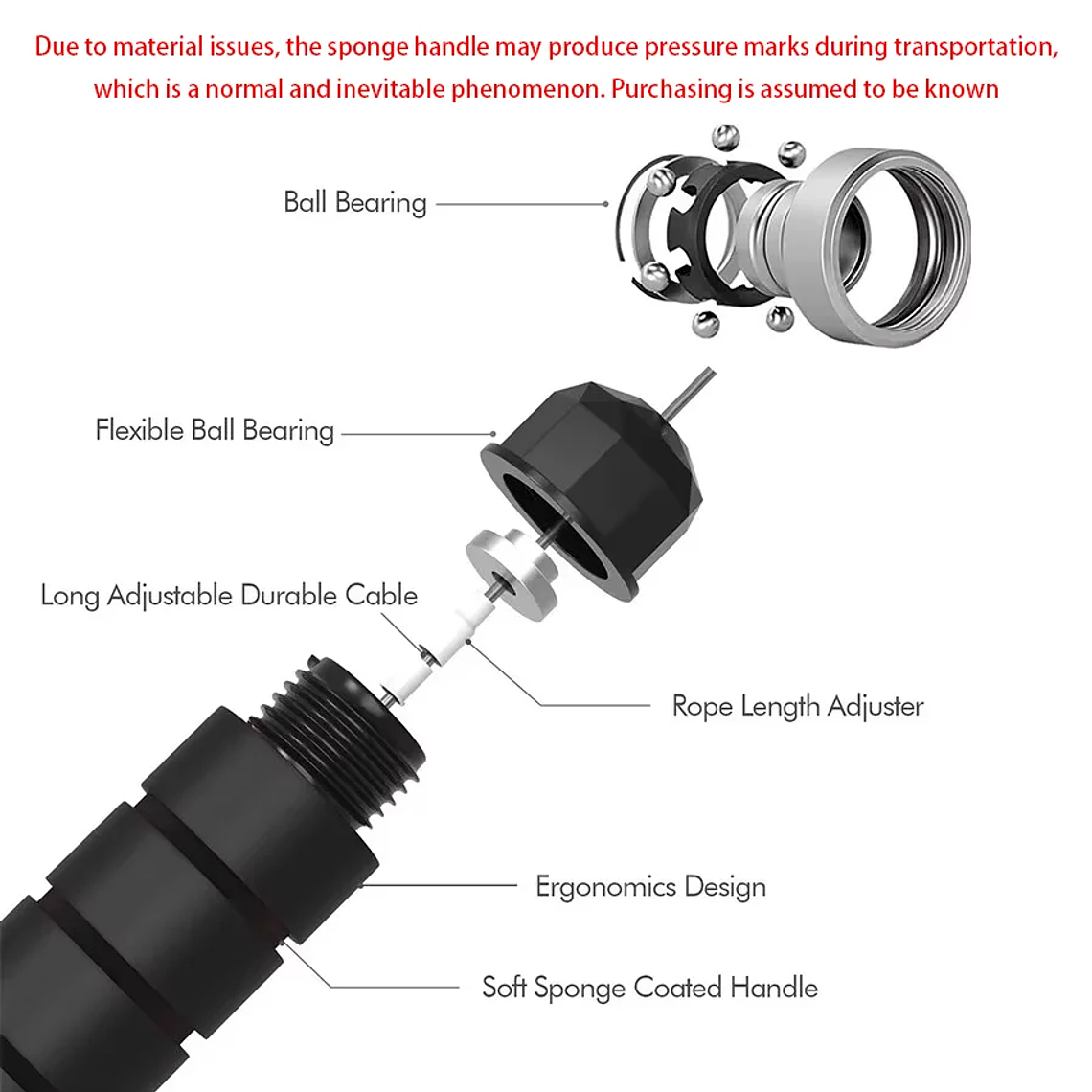 Corda de Pular Velocidade com Rolamentos | Cabo Ajustável Anti-embaraço e Pegada de Espuma para Fitness, Emagrecimento e Condicionamento 3